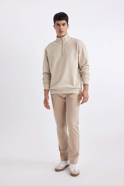DeFacto Comfort Regular Fit Άνετη εφαρμογή με φερμουάρ Σταντ γιακά Basic μασίφ φούτερ X7405AZ24SP
