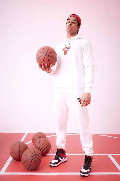 DeFacto Hanorac groasă cu glugă și spate imprimat DeFactoFit NBA Chicago Bulls B3885AX24SP