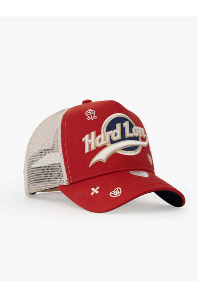 RustandRich Kadın Erkek Kırmızı Şapka Urban Collection Hard Love Trucker Hat