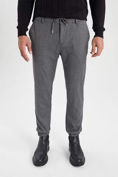 DeFacto Jogger Pants Wool Look Waist Lace-Up Elastic Leg Pocket A8032Ax23Au