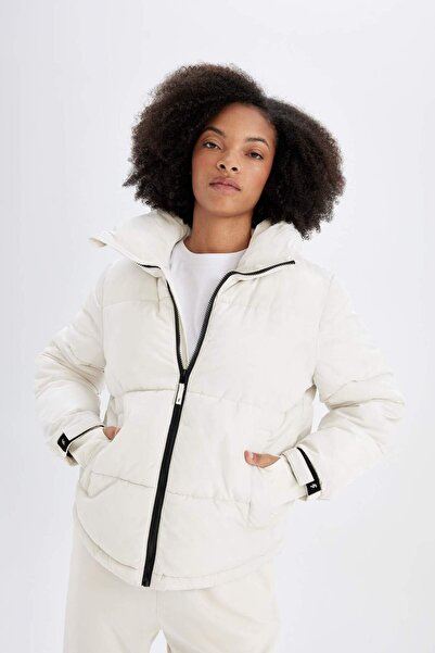 DeFacto DeFactoFit Αδιάβροχο φουσκωτό παλτό με γιακά και τσέπη με φερμουάρ Z1438AZ24SP