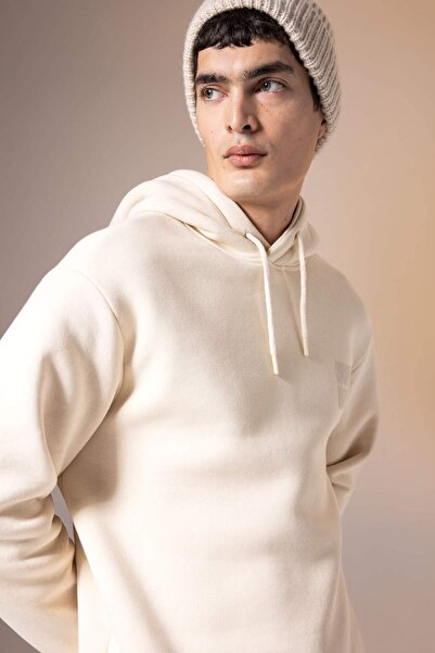 DeFacto Oversize Wide Fit Hooded Back Printed Thick Sweatshirt B8911Ax23Wn