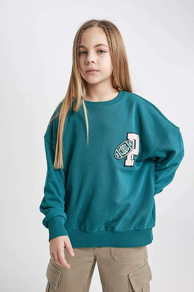 DeFacto Girl's Oversize Wide Fit Crew Neck Sweatshirt C0570A824Sp