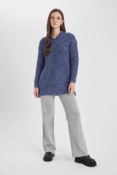 DeFacto Tricotaj cu model tricot cu decolteu în V, cu croiala normală, pulover, tunică B8139AX23WN