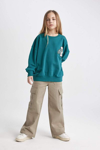 DeFacto Girl's Oversize Wide Fit Crew Neck Sweatshirt C0570A824Sp
