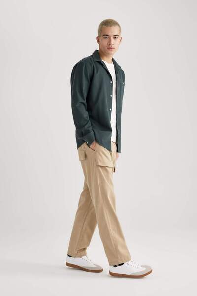 DeFacto Gabardine Trousers Rustic Loose Fit Pocket Straight Leg B8565Ax23Wn