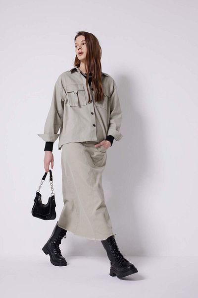DeFacto A-Line Gabardine Long Skirt B8645Ax24Sp