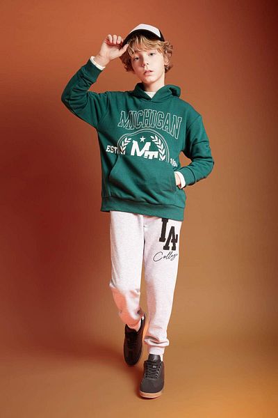 DeFacto Boy's printed oversize φούτερ - με κουκούλα B6137a824sp