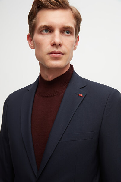 Twn Κοστούμι Navy Blue Slim Fit Viscose Mono γιακά