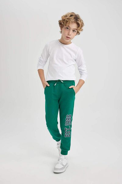 DeFacto Boy's Printed Waist Lace-Up Elastic Leg Pocket Jogger Sweatpants B8925A823Cw