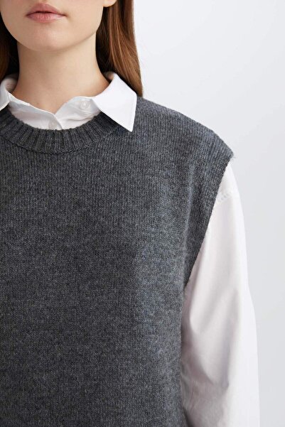 DeFacto Regular Fit Bisiklet Yaka Uzun Tunik Triko Süveter B0197AX23WN