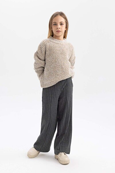 DeFacto Pulover pentru fetiță, cu gâtul rotund, tricotaj B0244A823WN