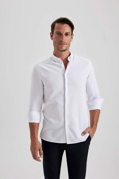 DeFacto Modern Fit Textured Long Sleeve Shirt B6582Ax23Sm
