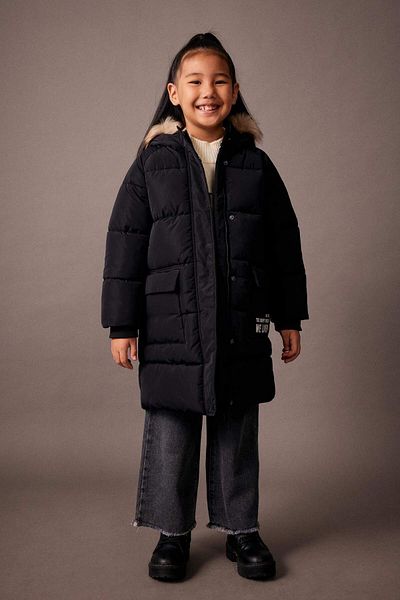 DeFacto Girls' Water Repellent Removable Fur Hooded down Coat A2541A823Au