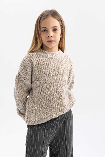 DeFacto Pulover pentru fetiță, cu gâtul rotund, tricotaj B0244A823WN