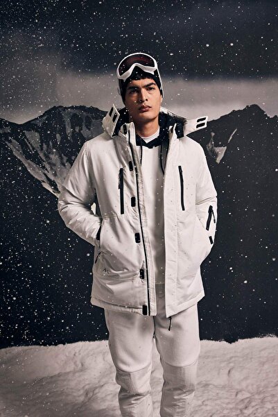 DeFacto DeFactoFit Αδιάβροχο Παλτό Σκι με Κουκούλα Fleece-Lined με Τσέπη με φερμουάρ X7422AZ23WN