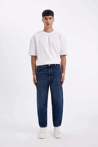 DeFacto Wiser Wash Balloon Fit Loose Fit Talie înaltă Pantaloni de jean cu picioare normale B2573AX23AU