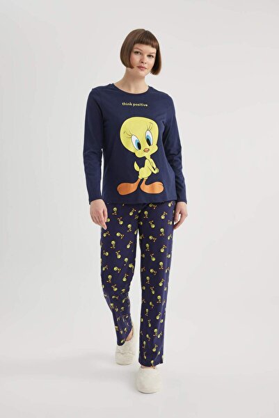 DeFacto Fall in Love Looney Tunes Regular Fit Uzun Kollu Pijama Takımı B5829AX23WN