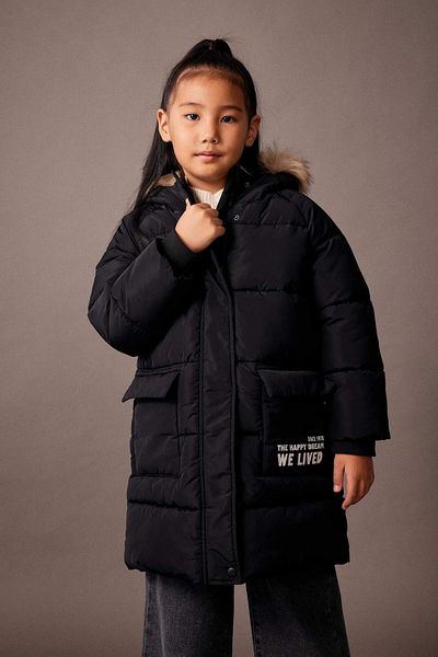 DeFacto Girls' Water Repellent Removable Fur Hooded down Coat A2541A823Au