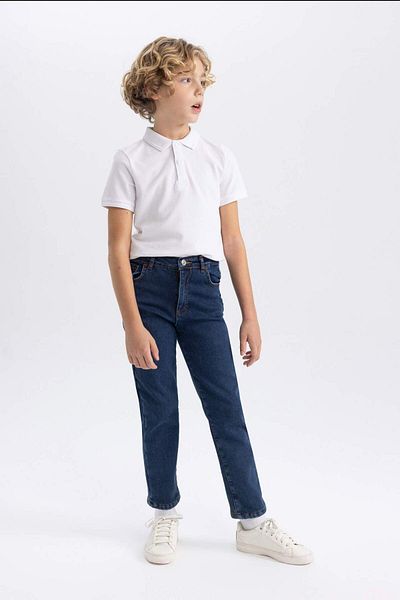 DeFacto Boy's Straight Fit Straight Leg Jean Fleece Lined Trousers Y0835A623Au