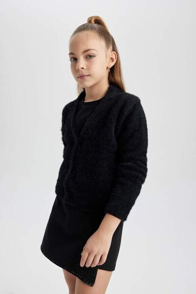 DeFacto Kız Çocuk V Yaka Hırka B5892A823WN