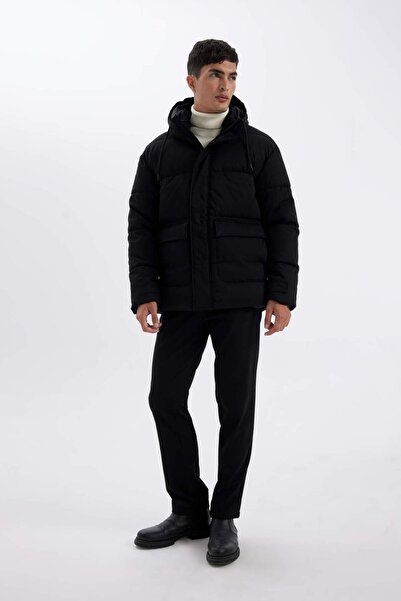 DeFacto Slim Fit Şişme Mont Dar Kesim Kapüşonlu Fermuarlı Çift Cepli A3489AX23WN