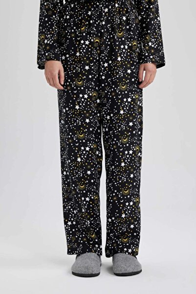 DeFacto Fall In Love Flexibilní dlouhé viskózové pyžamo v pase B0215ax23wn