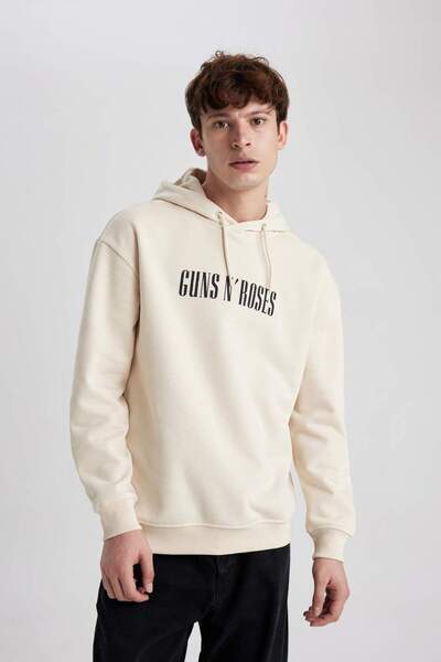 DeFacto Φούτερ Guns N Roses Boxy Fit με κουκούλα με στάμπα B1639AX23WN