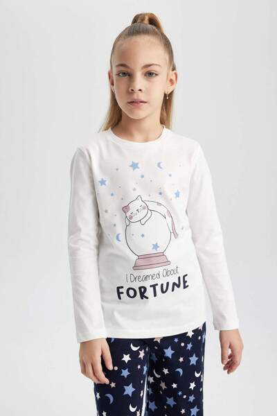 DeFacto Girls Printed Long Sleeve Mini Me Pajamas Set B8821A823Wn
