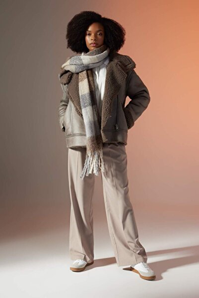 DeFacto Waterproof Relax Fit Plush Lining Suede Coat A6360ax23wn