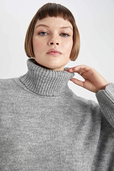 DeFacto Zelený svetr s rolákem Relax Fit B2093AX23WN