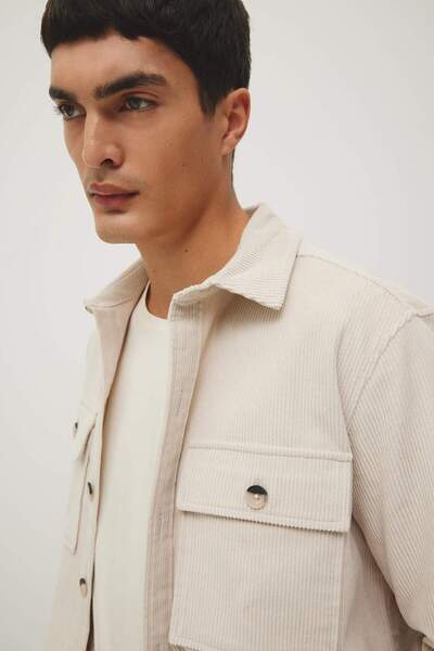 DeFacto Regular Fit Polo Yaka Fitilli Kadife Uzun Kollu Gömlek Ceket A7978AX23AU