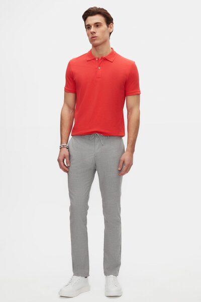 D'S Damat Ds Damat Slim Fit Gri Beli Lastikli İpli Fermuarlı Likralı Rahat Jogger Pantolon