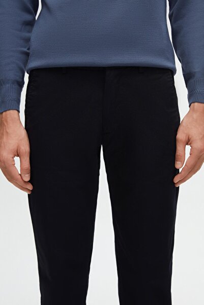 D'S Damat Ds Damat Slim Fit Lacivert Armürlü Yan Beli Lastikli Esnek Likralı Yandan Cepli Chino Pantolon