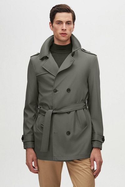 D'S Damat Groom Regular Fit - Khaki Top Coat with Epaulettes and Waist Belt