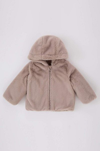 DeFacto Baby Girl Hooded Plush Coat A2467A523Au