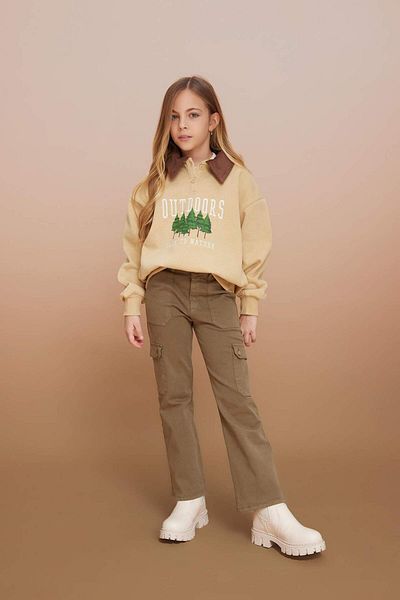 DeFacto Girls Cargo Fit Spanish Leg Cotton Trousers A9607A823Wn