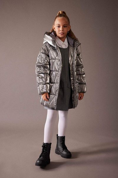 DeFacto Girls Water Repellent Hooded Fleece Lined Shiny Coat A0856A823Au