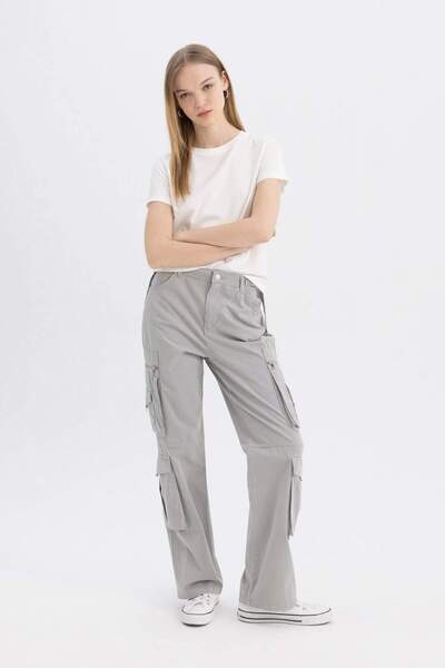 DeFacto Coool Cargo Gabardine Trousers - Straight Fit B6873ax23wn