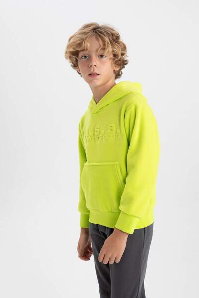 DeFacto Boy's Hooded Fleece Sweatshirt B2974A823Wn