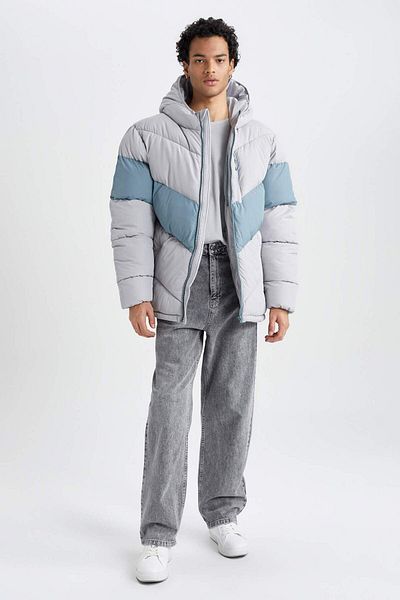DeFacto Water Repellent Hooded down Jacket with Zipper Double Pockets U1708Az23Wn