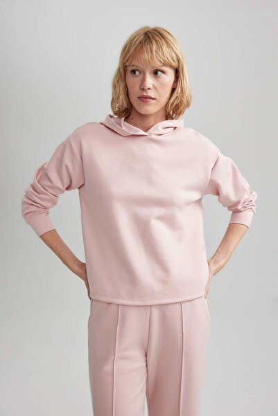 DeFacto Defactofit Standard Fit Hooded Skuba Diver Fabric Sportsman Basic Plain Sweatshirt A5626Ax23Au