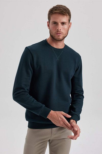 DeFacto Regular Fit Crew Neck Cotton Basic Plain Sweatshirt T3777Az23Au