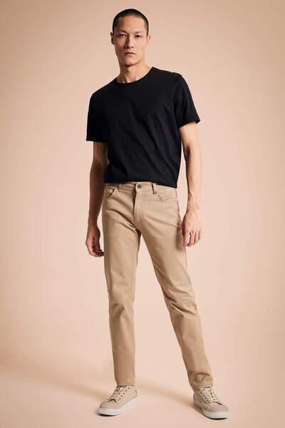 DeFacto Chino Canvas Pants Gabardine Extra Slim Fit Narrow Leg with Pockets R0298Az23Sp