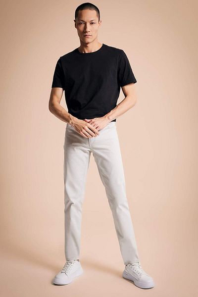 DeFacto Chino Canvas Pants Gabardine Extra Slim Fit Narrow Leg with Pockets R0298Az23Sp