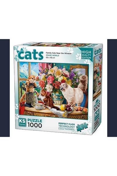 Ks Games Puzzle 1000 Family Cats Near the Window