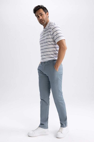 DeFacto Regular Fit Chino Canvas Trousers Gabardine Pocket Straight Leg T1052Az23Sp