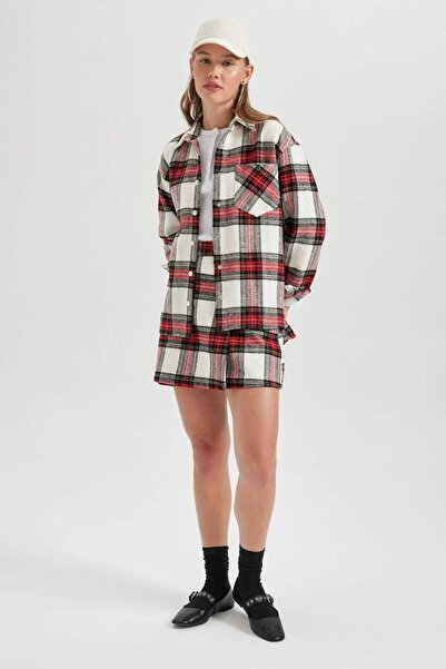 DeFacto Coool Oversize Kareli Flanel Uzun Kollu Gömlek Y5979AZ23WN