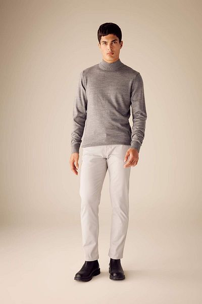 DeFacto Pulover de tricotaj simplu de bază, albastru bleumarin, slim fit, cu jumătate de gât R1127AZ23WN
