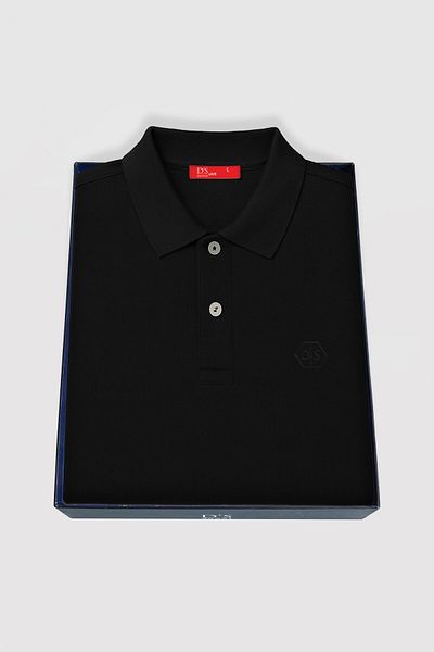 D'S Damat Ds Damat Regular Fit Black Boxed Polo Neck T-Shirt